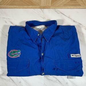 Columbia PFG Florida Gators Logo Button Up Shirt Men's Size Large L Blue